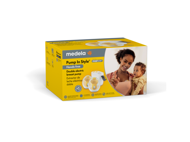 Retail packaging of the Medela Pump In Style® Hands-free double electric breast pump
